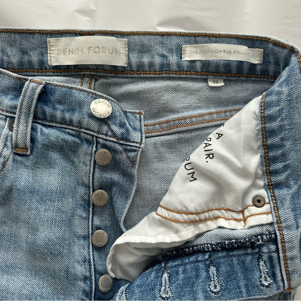 Denim Forum Arlo High Rise Straight Jeans with Raw Hem Size 26 - Picture 11 of 16